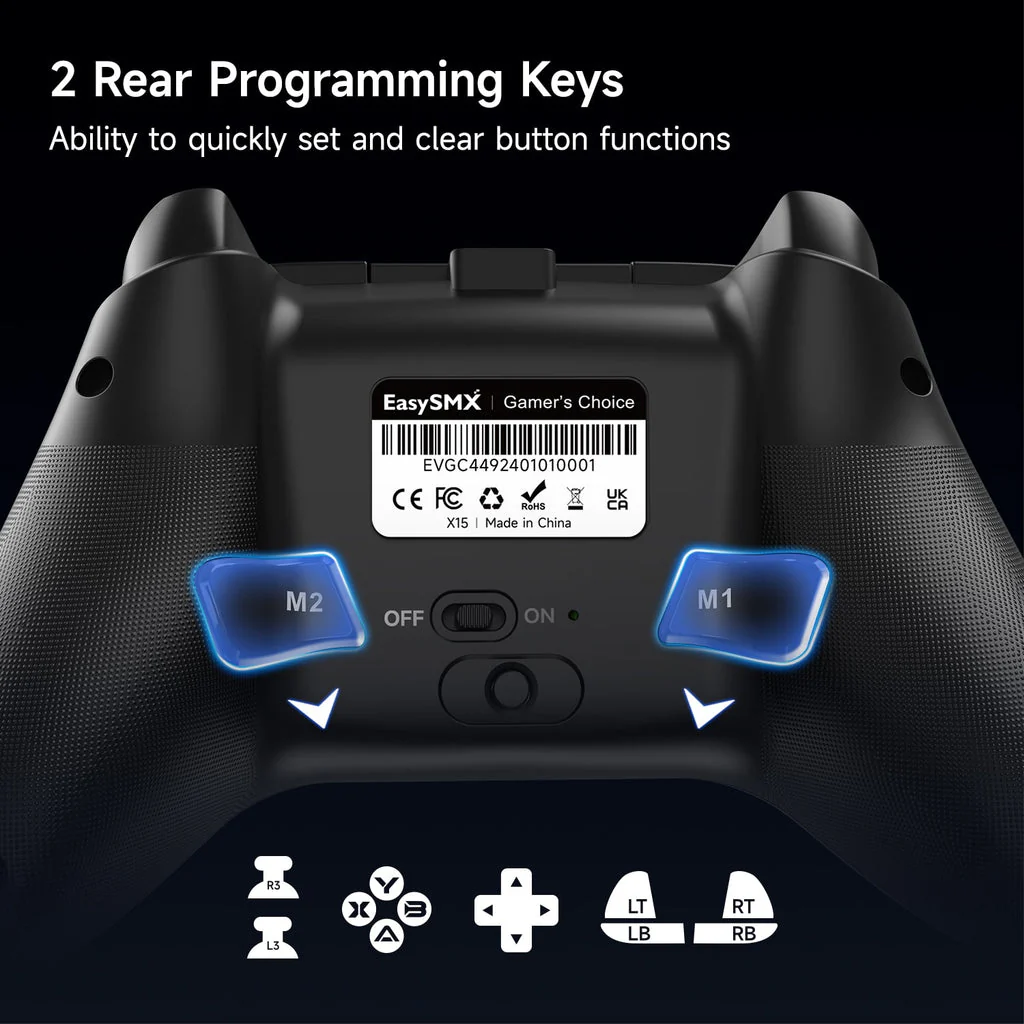 EasySMX X15 RGB Wireless Controller with Hall Trigger & Hall Joystick for PC/N-Switch/Android/iOS (Black, Wukong) (VG-C516, VG-C522) - Image 10