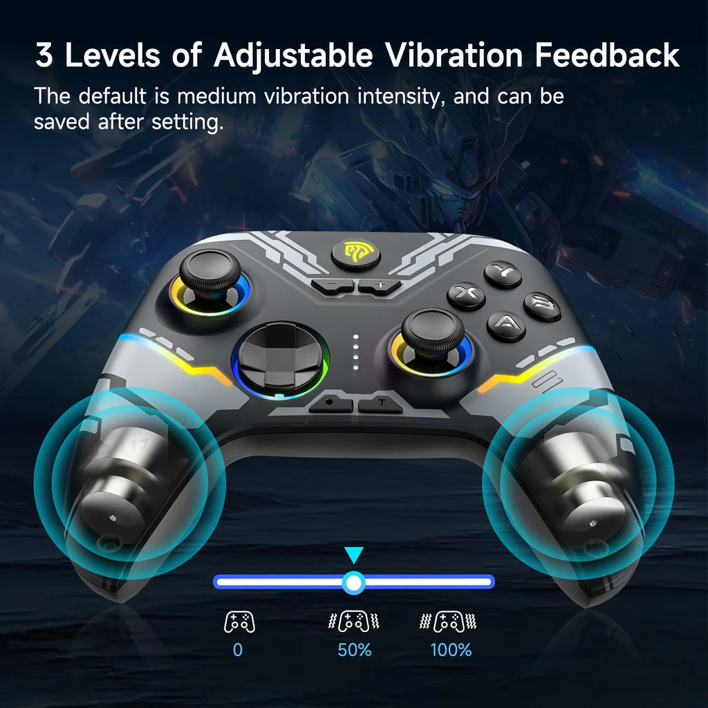 EasySMX X15 RGB Wireless Controller with Hall Trigger & Hall Joystick for PC/N-Switch/Android/iOS (Black, Wukong) (VG-C516, VG-C522) - Image 8