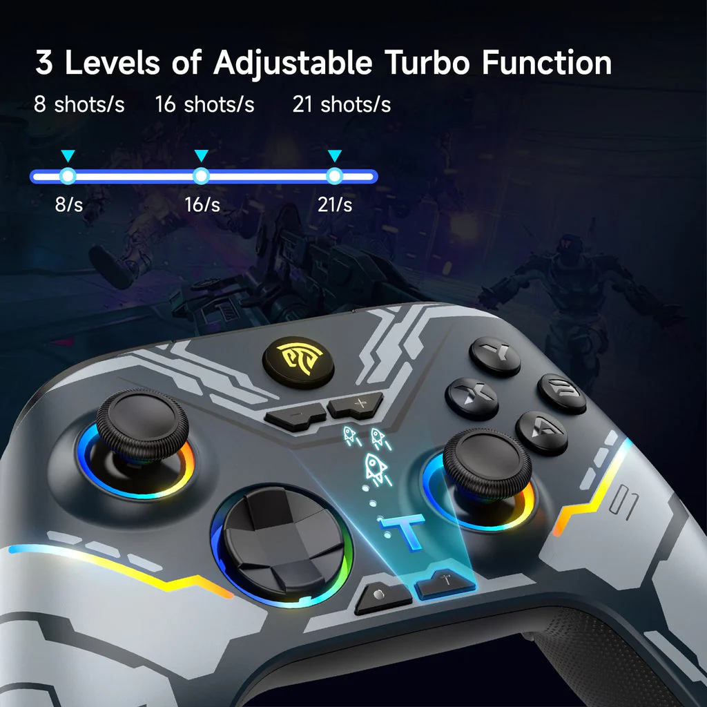 EasySMX X15 RGB Wireless Controller with Hall Trigger & Hall Joystick for PC/N-Switch/Android/iOS (Black, Wukong) (VG-C516, VG-C522) - Image 9
