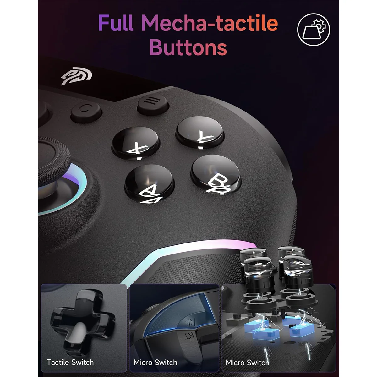 EasySMX X20 Multi-Platform Wireless Gaming Controller with Trigger Lock & Hall Effect Sensor (White, Black) (VG-C518, VG-C548) - Image 3