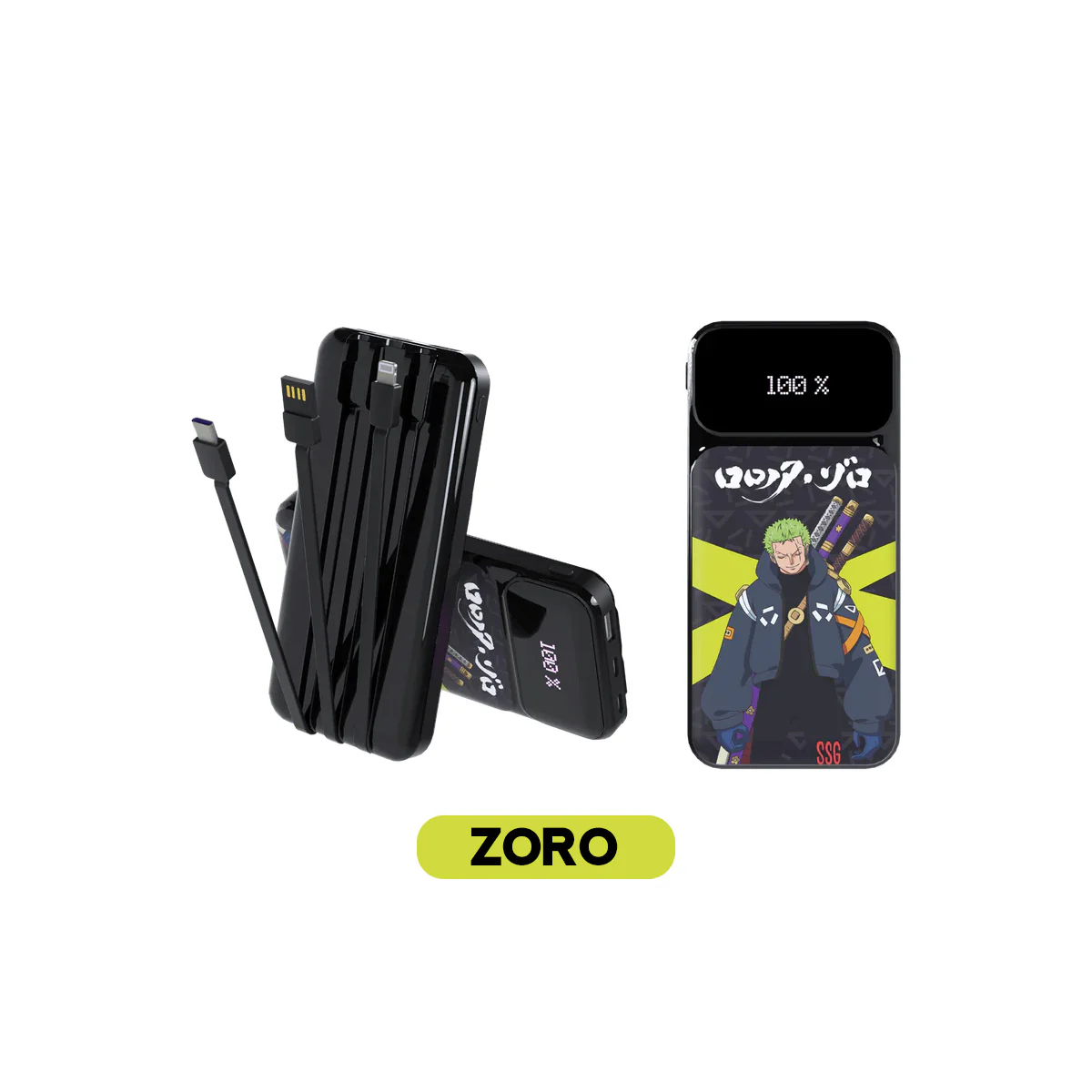 Fantech x One Piece T2A PowerPack 20000mAh Portable Power Bank with Built-In USB-C/A/Lightning Cable (Luffy, Gear 5, Nami, Zoro) - Image 2