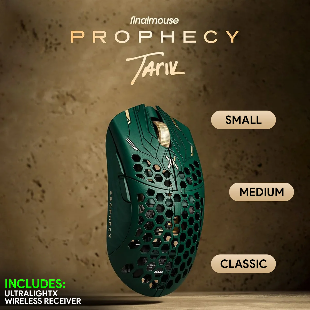 Finalmouse UltralightX Prophecy Wireless Gaming Mouse (Tarik) (Small, Medium, Classic)
