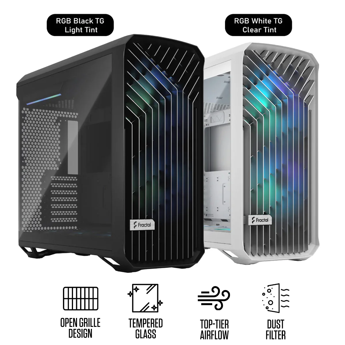 Fractal Design Torrent Computer Case (RGB Black TG Light Tint, RGB White TG Clear Tint)
