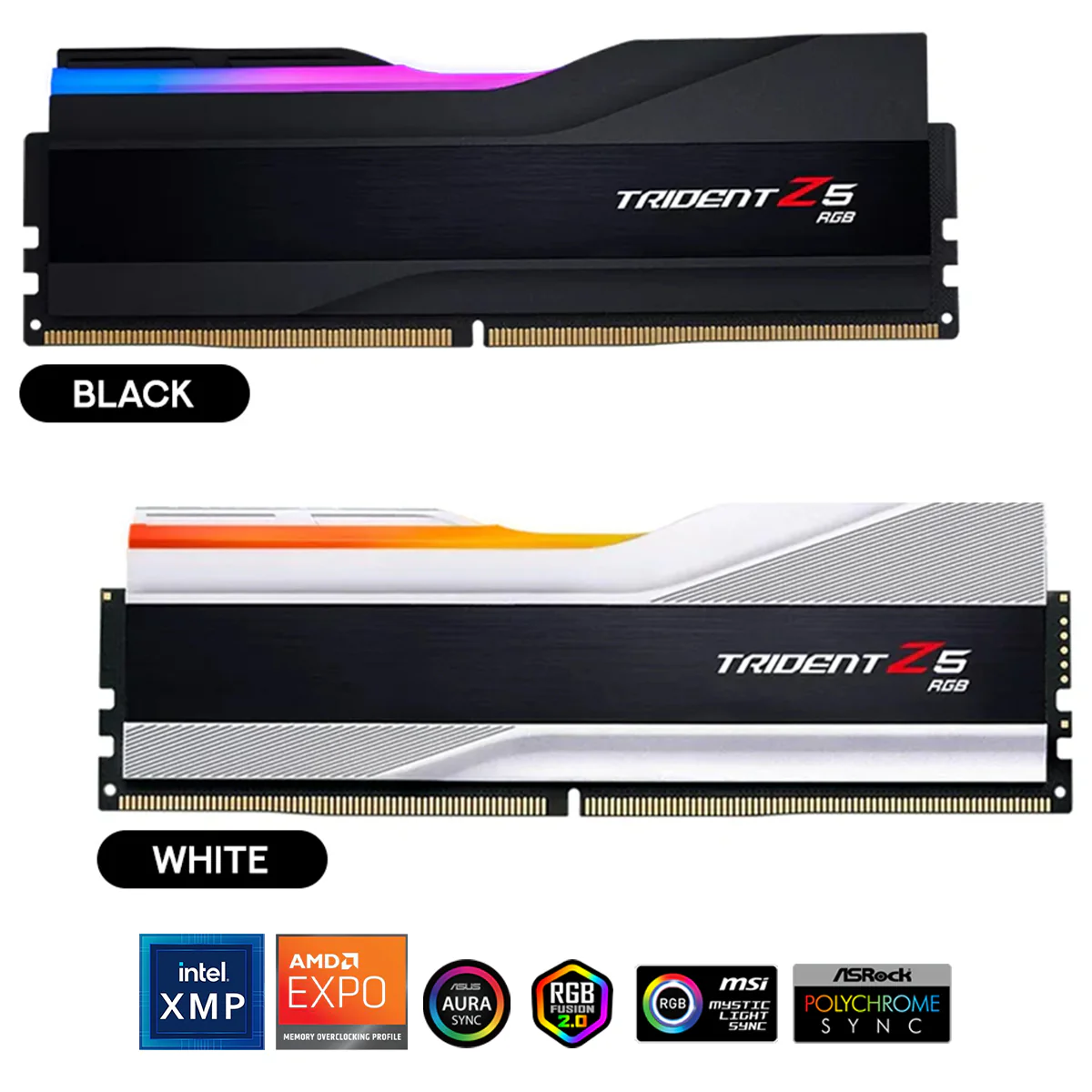 G.Skill Trident Z5 RGB 16GB (16GBx1) DDR5 6000MT/s CL36-36-36-96 1.35V Intel XMP 3.0 / AMD EXPO Desktop Memory (Black, White)