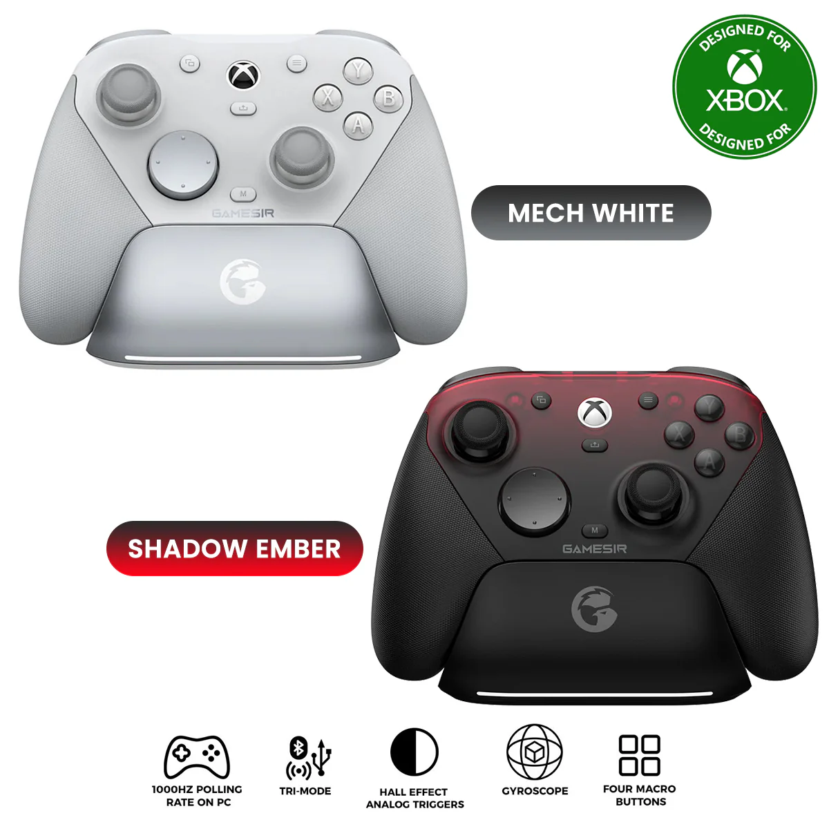 GameSir G7 Pro Tri-Mode Gaming Controller for Xbox / Mobile / PC (Mech White, Shadow Ember)