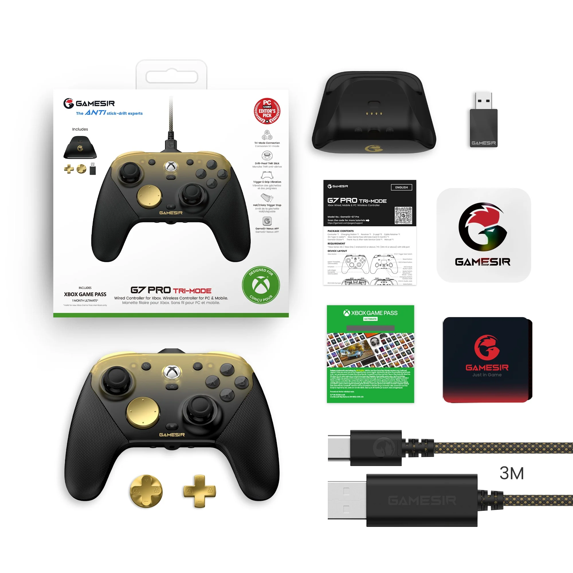 GameSir G7 Pro Tri-Mode Wired/ Wireless Gaming Controller for Xbox / Mobile / PC (Golden Ombre) - Image 10