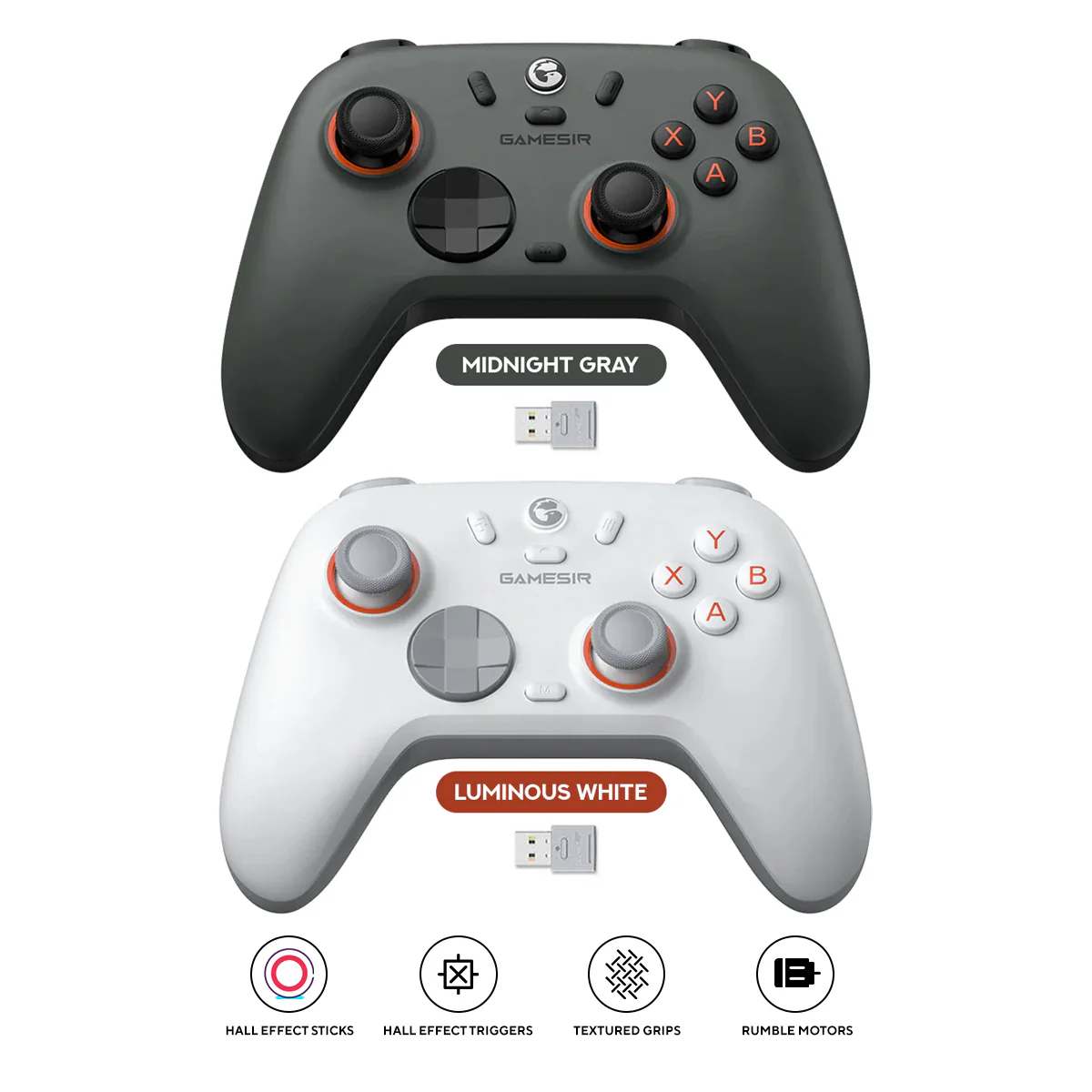 GameSir Nova 2 Lite Multiplatform Wireless Game Controller (Midnight Gray, Luminous White)
