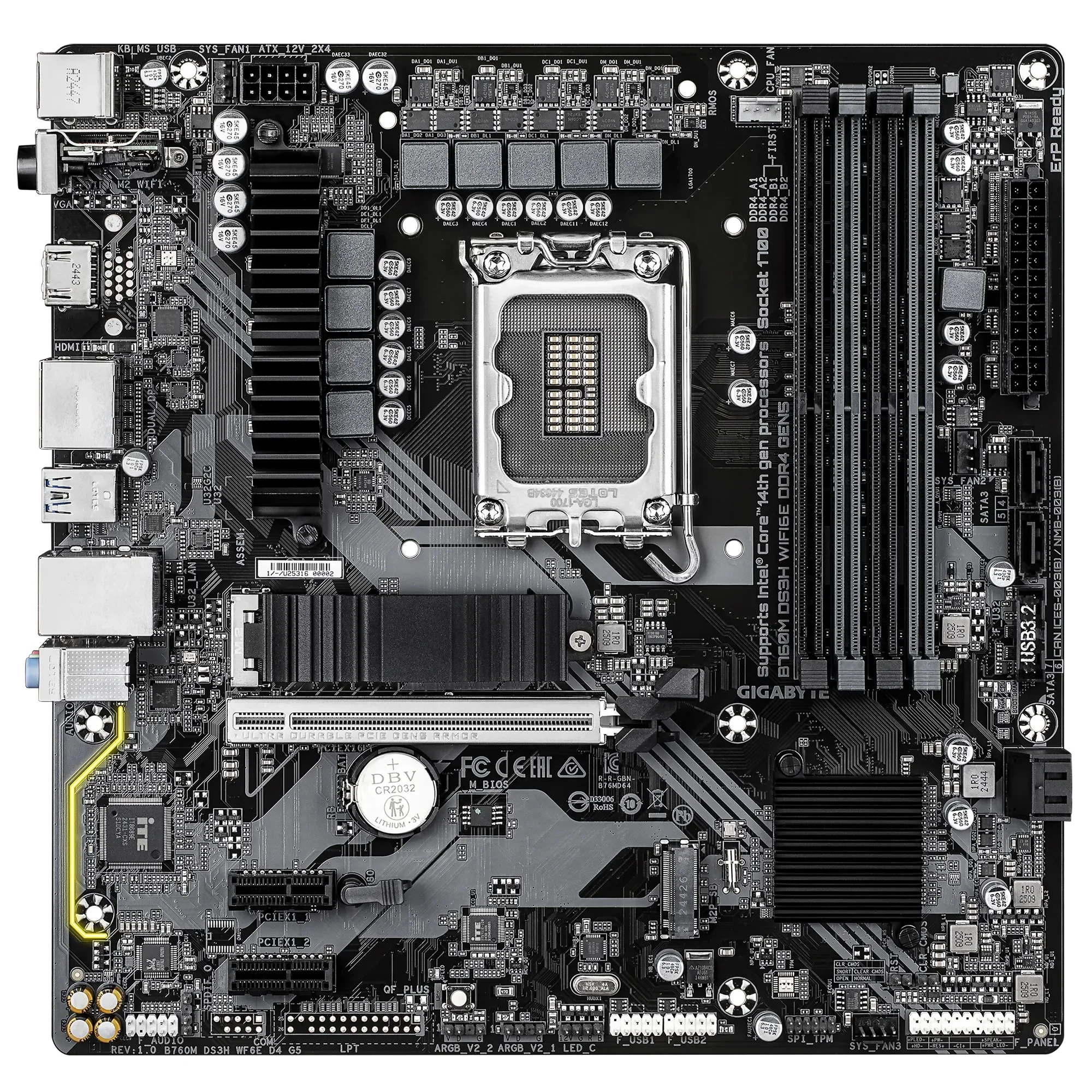 Gigabyte B760M DS3H WIFI6E DDR4 Gen5 Ultra Durable Motherboard - Image 2