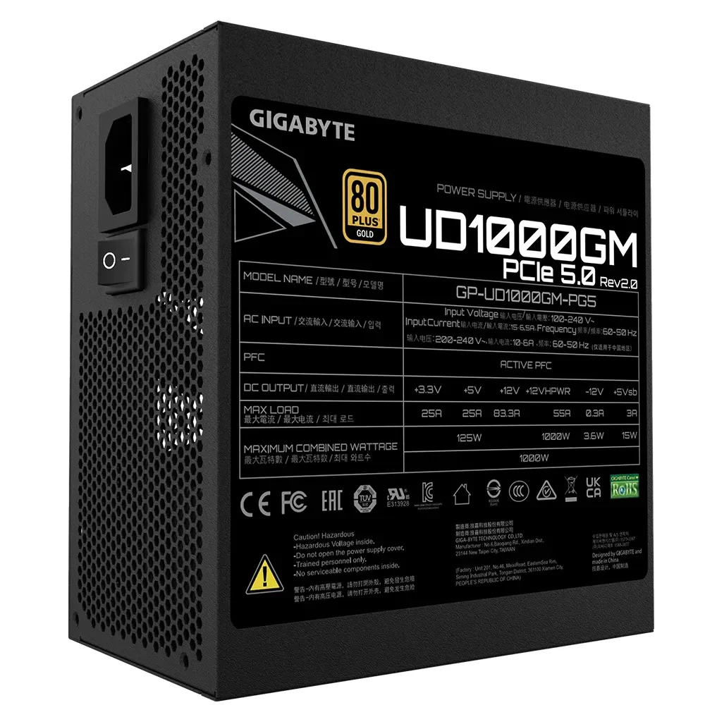 Gigabyte GP-UD1000GM V2 PG5 1000W Gold PCIE 5.0 Modular Power Supply - Image 5