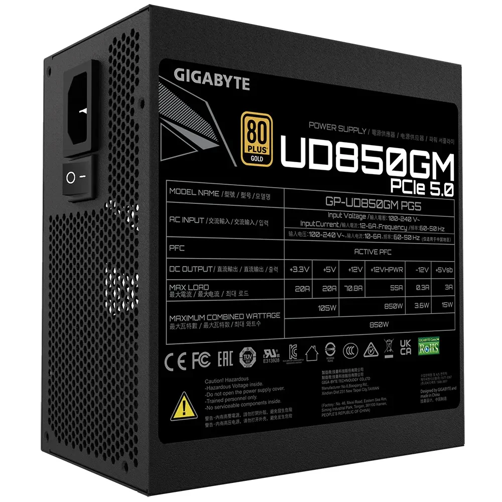 Gigabyte GP-UD850GM PG5 V2 850W Gold PCIE 5.0 Modular Power Supply - Image 3