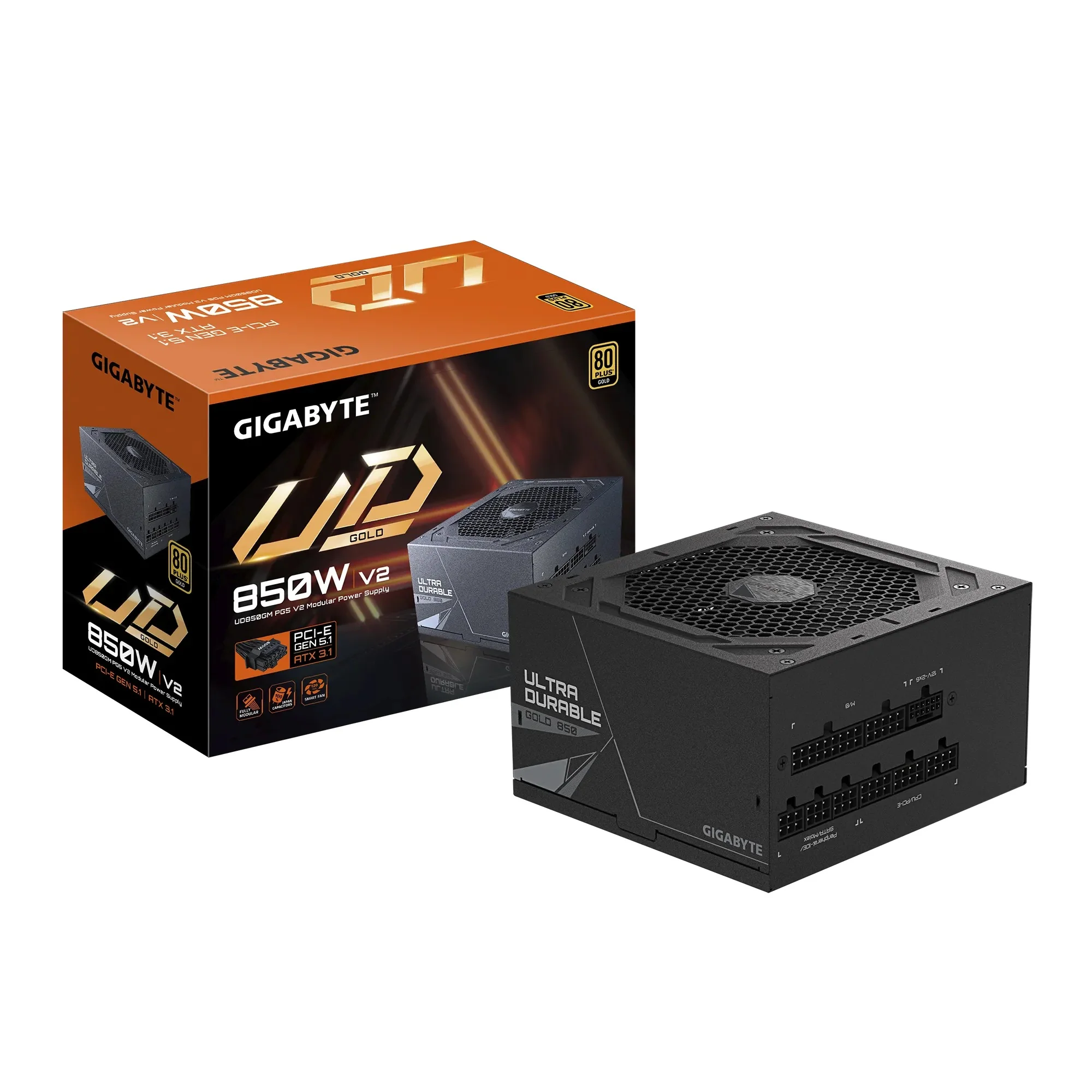 Gigabyte UD850GM PG5 V2 850W ATX 3.1 PCIe Gen 5.1 80+ Gold Modular Power Supply - Image 8