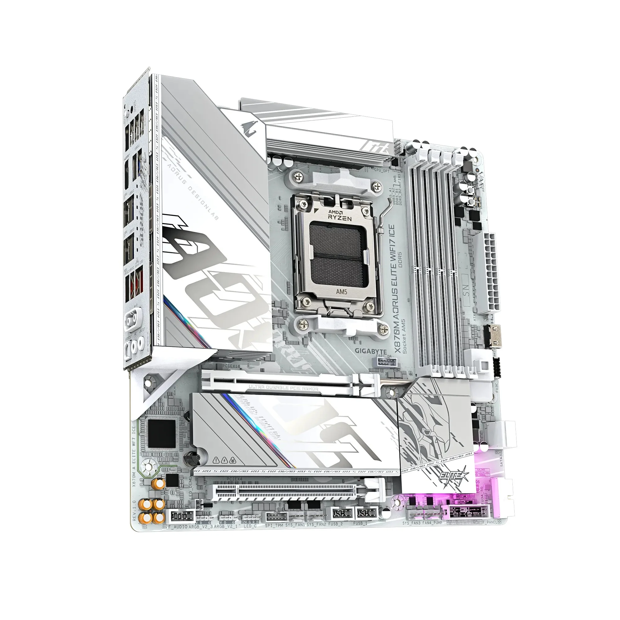 Gigabyte X870M Aorus Elite WiFi7 Ice DDR5 AMD Gaming Motherboard - Image 3