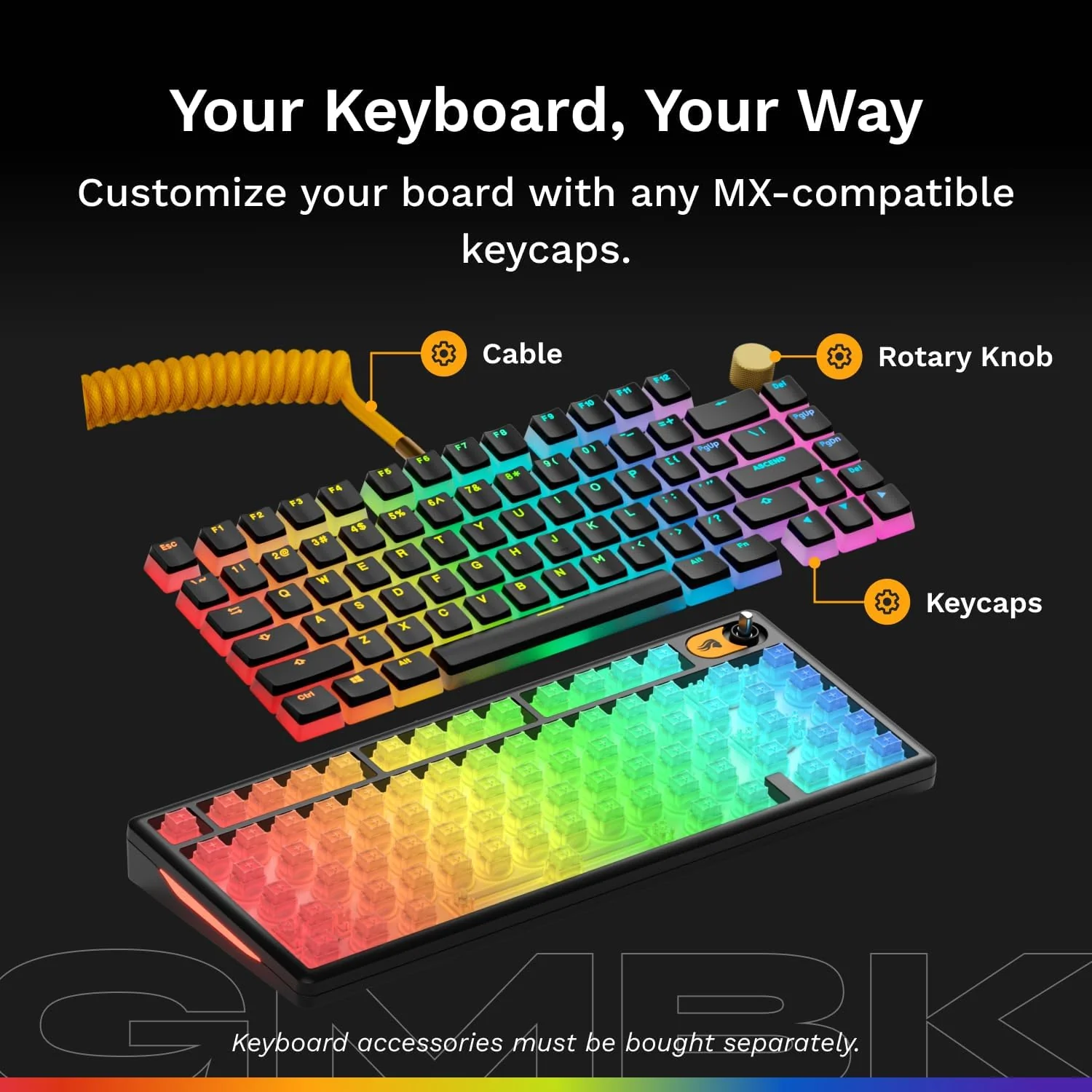 Glorious GMBK 75% Customizable RGB Wired Gaming Keyboard (Black) (GLO-GMBK75-BLK-US) - Image 4