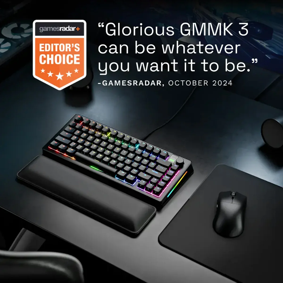 Glorious GMMK 3 75% Prebuilt Wired Mechanical Gaming Keyboard (Black) (GLO-KB-GMMK3-75-PB-FOX-W-BLK-US) - Image 8