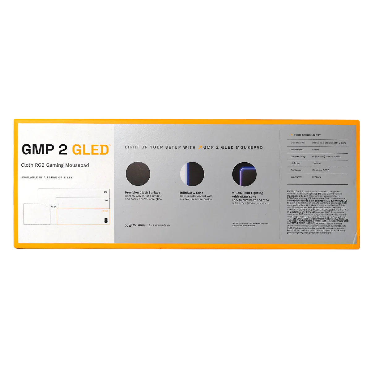 Glorious GMP 2 GLED RGB Cloth Gaming Mousepad - Black (XL, XXL, 3XL, Large Extended, XL Extended) - Image 6