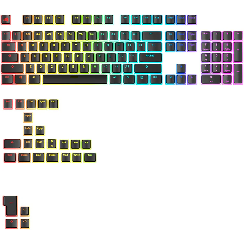 Glorious GPBT Aura V3 RGB Keycaps 130 Keys (Black, White) - Image 2