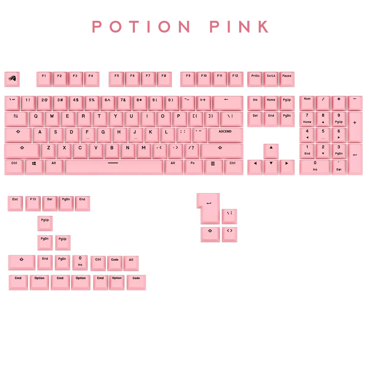 Glorious GPBT Basics Keycaps 130 Keys (Classic Black, Potion Pink, Epic Purple, Revive Red) - Image 9