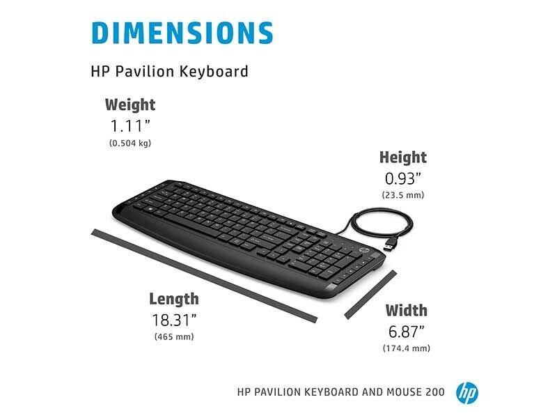 HP Pavilion Keyboard & Mouse 200 Combo (Black) (9DF28AA) - Image 3