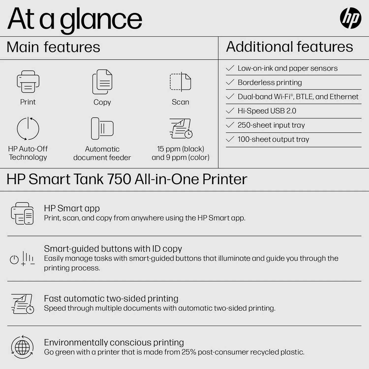 HP Smart Tank 750 All-in-One Wireless Printer (6UU47A) - Image 5
