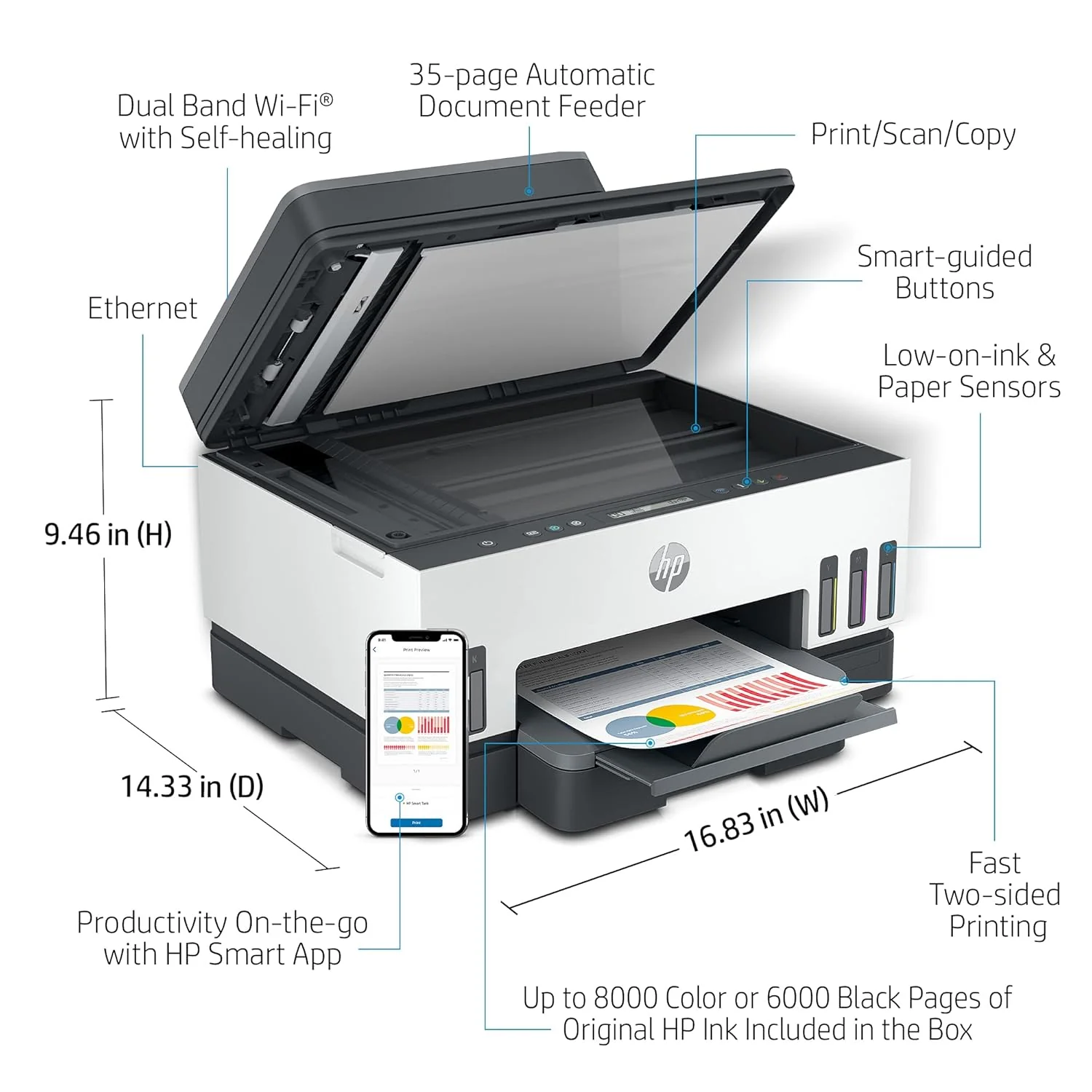 HP Smart Tank 750 All-in-One Wireless Printer (6UU47A) - Image 6
