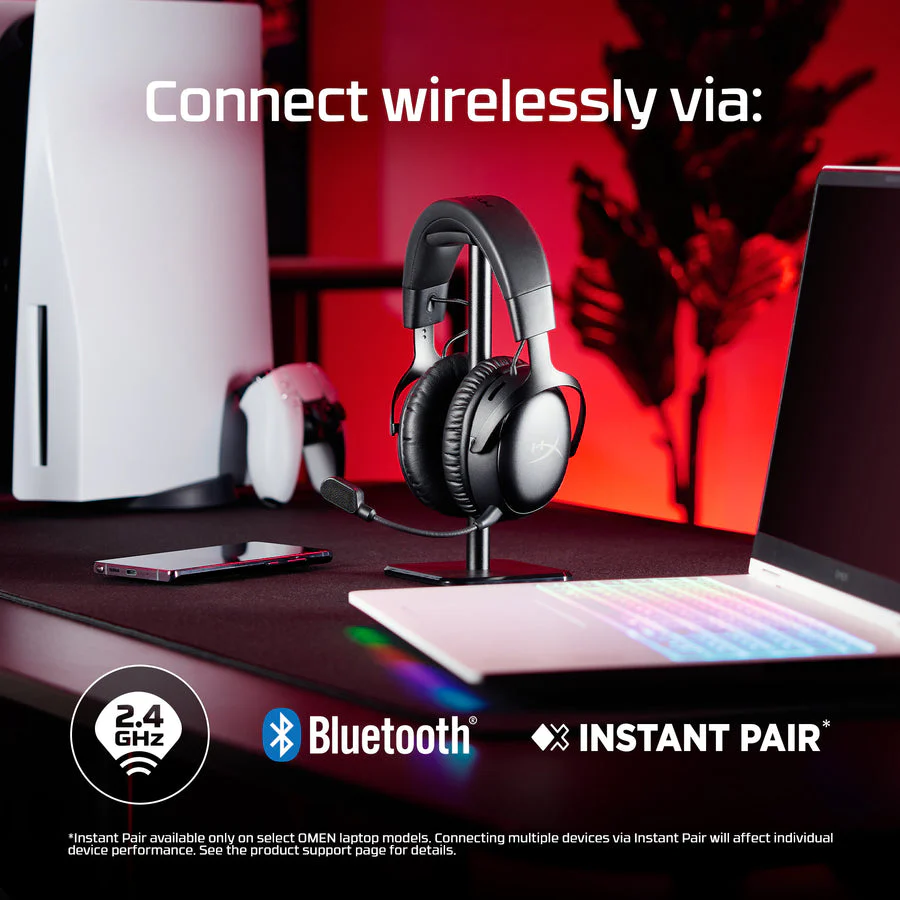 HyperX Cloud III S Wireless Gaming Headset for PC/PS5/PS4/N-Switch/Mobile (Black, Black/Red) (A59YZAA, A59Z0AA) - Image 2
