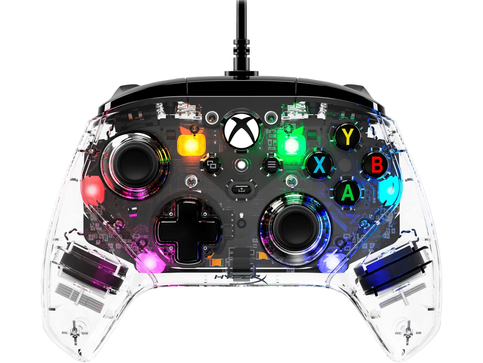 HyperX Clutch Gladiate RGB Wired Gaming Controller w/ Full Body RGB Lighting for Xbox (Clear) - Image 2