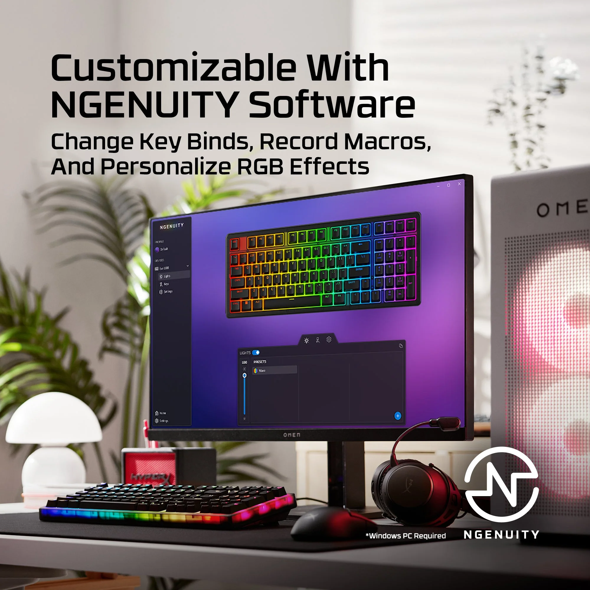 HyperX Origins 2 1800 RGB Swappable Housing Wired Mechanical Gaming Keyboard (Black) (Red Linear Switch) (B4QS4AA) - Image 5
