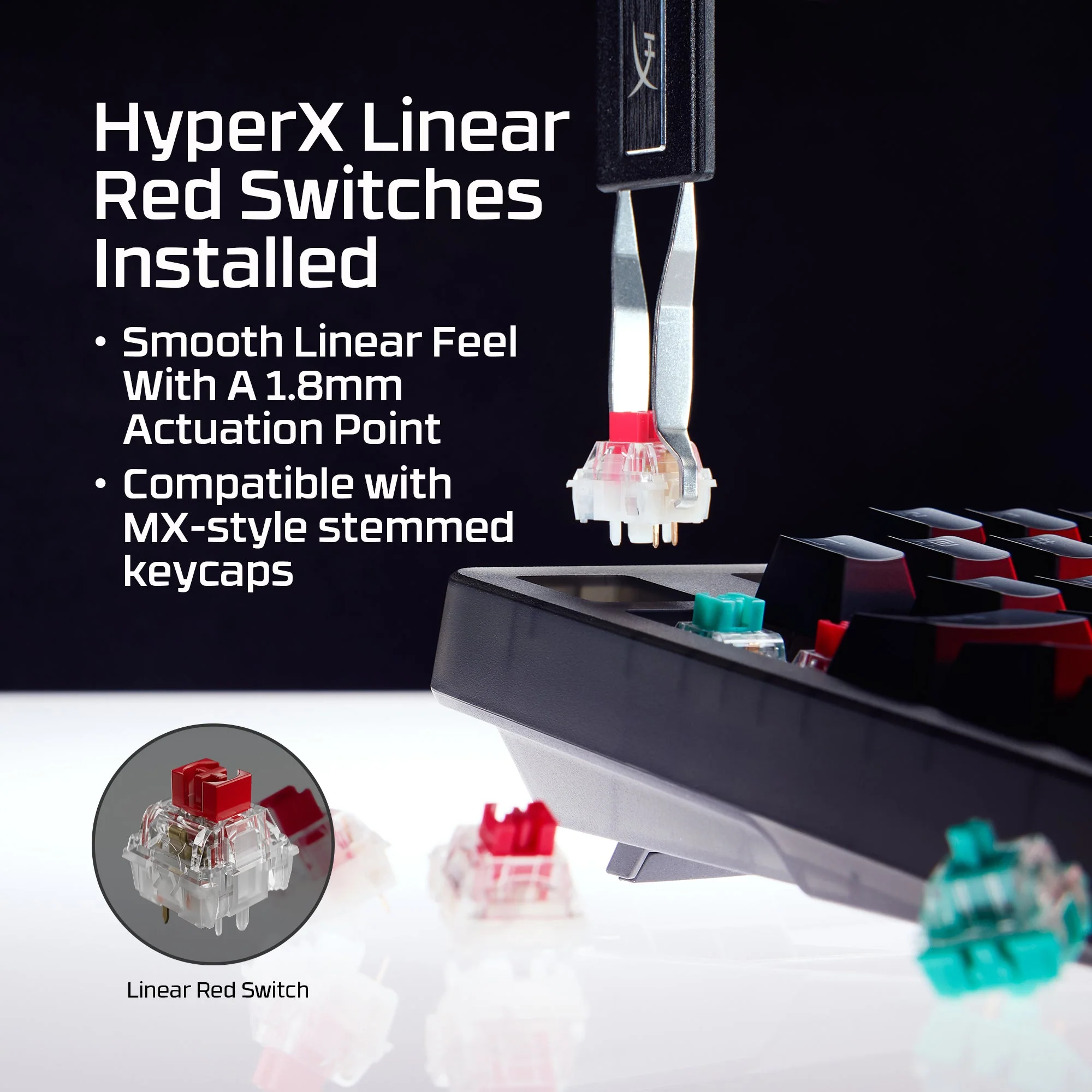 HyperX Origins 2 1800 RGB Swappable Housing Wired Mechanical Gaming Keyboard (Black) (Red Linear Switch) (B4QS4AA) - Image 6