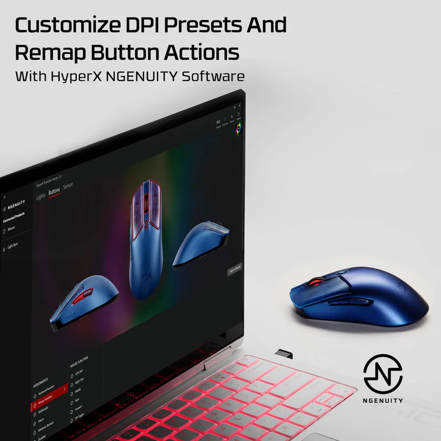 HyperX Pulsefire Haste 2 S Wireless Gaming Mouse for PC/PS5/Xbox Series X/S (Silver, Navy) (9B002AA, 9B001AA) - Image 9