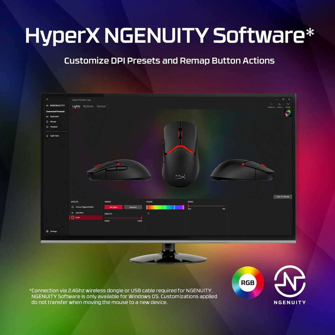 HyperX Pulsefire Saga Wired Gaming Mouse for PC/PS5/Xbox Series X/S (Black) (A2PB3AA) - Image 9
