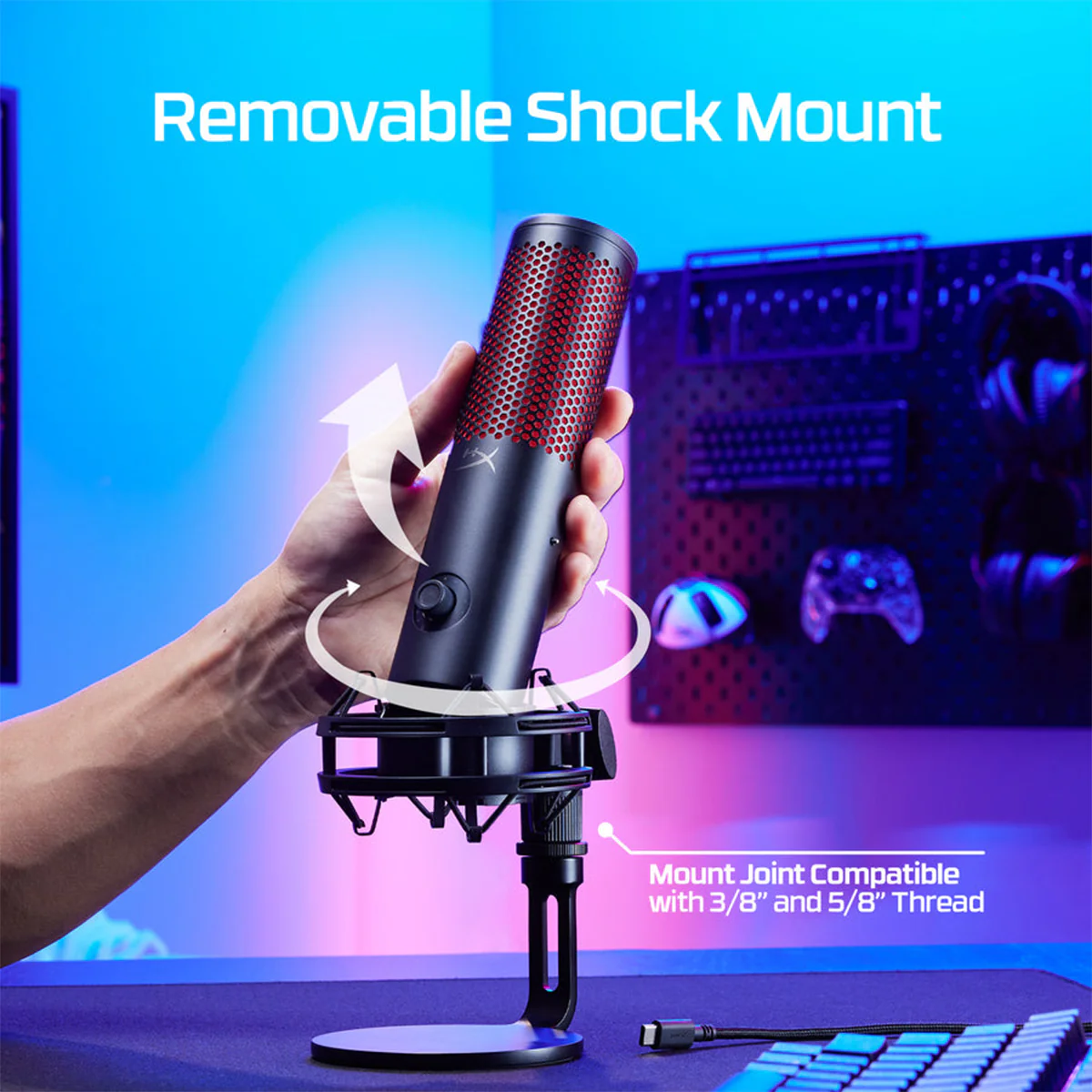 HyperX QuadCast 2 USB Microphone for PC/ Mac/ PS5/PS4 (Black) (872V1AA) - Image 9