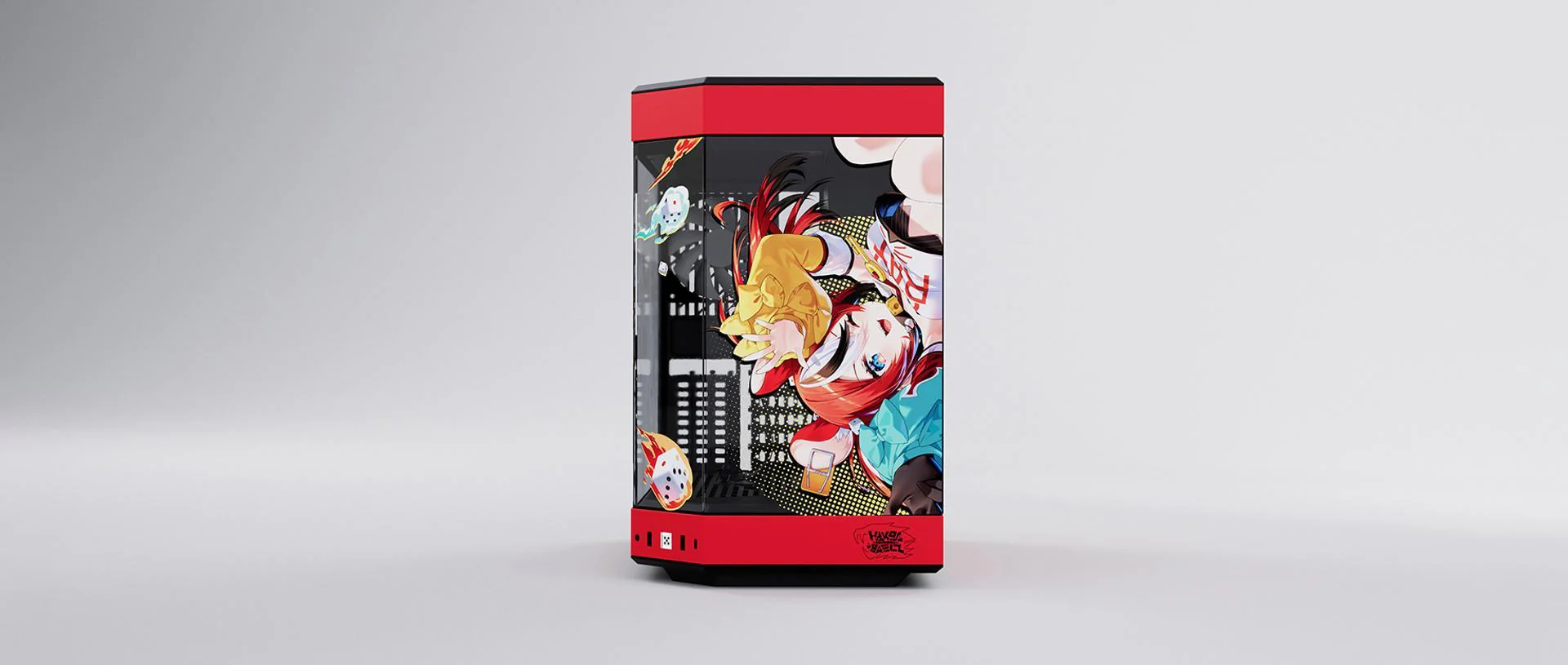 Hyte Hakos Baelz Y60 Mid-Tower ATX Modern Aesthetic Case (Black/Red) + Desk Pad Bundle - Image 6
