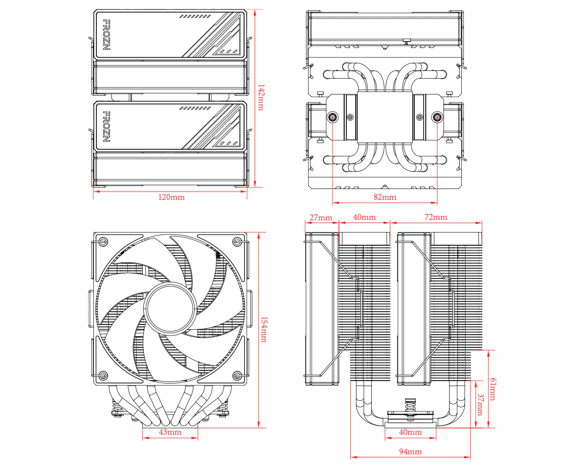 ID-Cooling Frozn A620 ARGB Twin Tower CPU Cooler With 2x120mm PWM ARGB Fan - Image 12