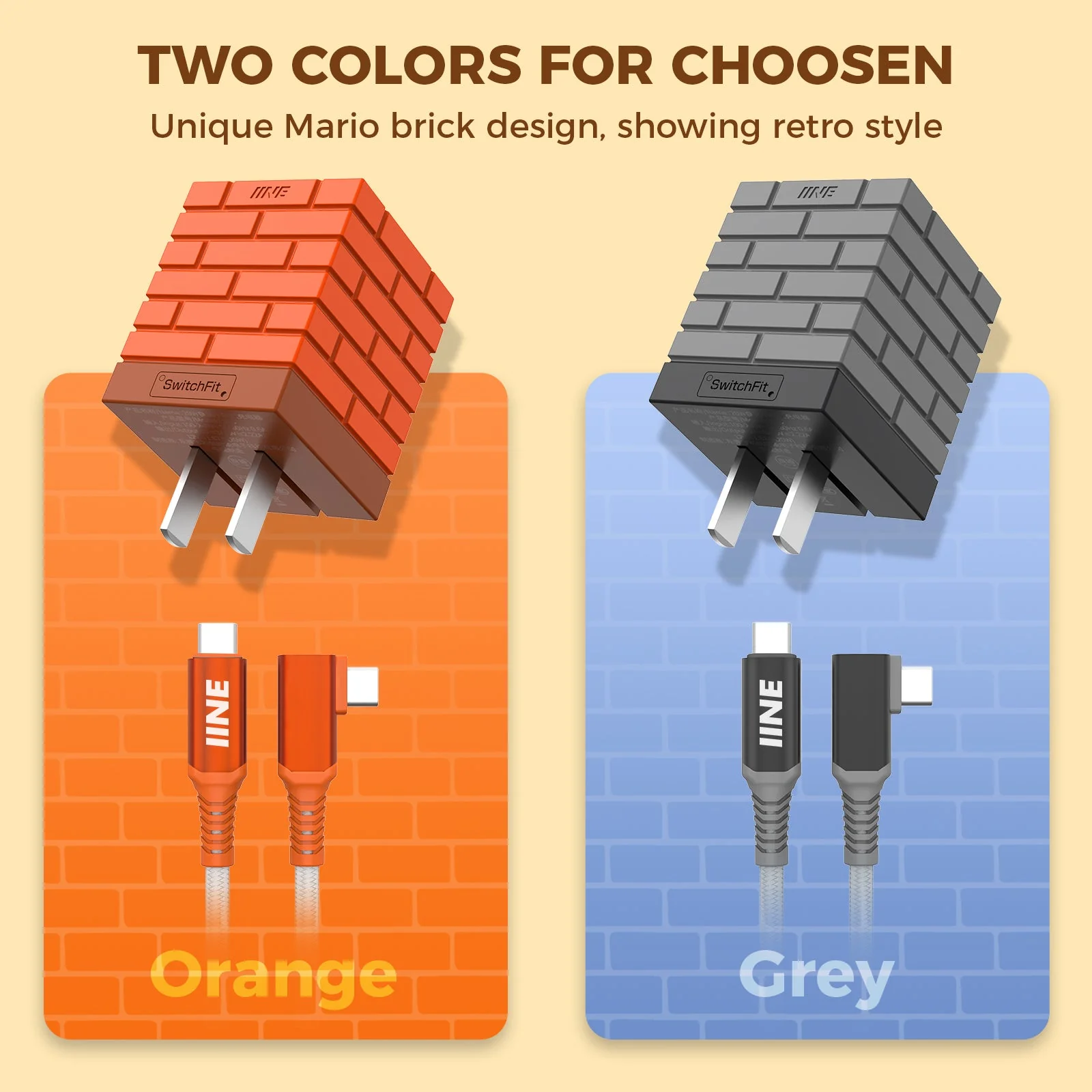 IINE 2-in-1 Mini 20W Charging & Video Converter For N-Switch (Grey, Orange) - Image 5