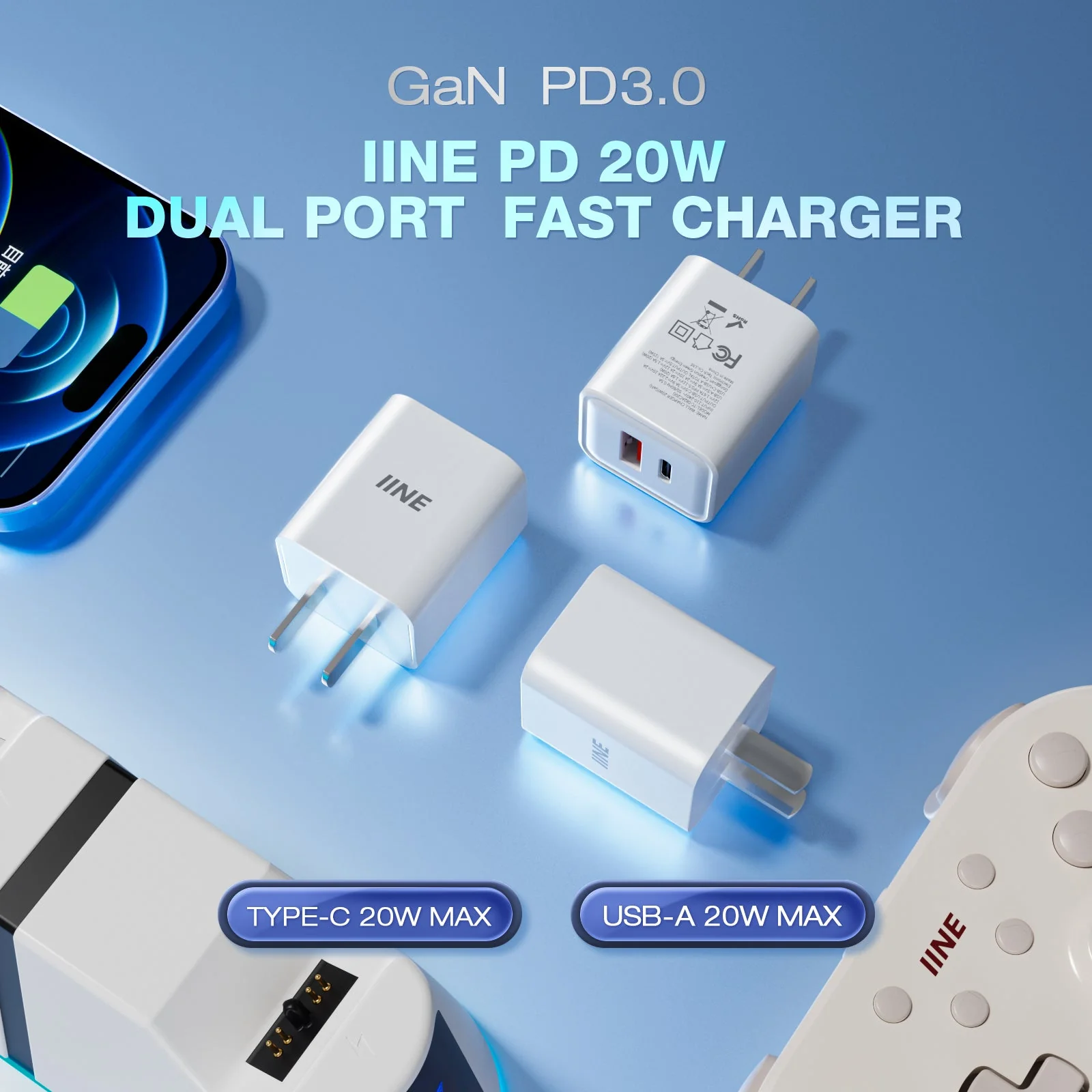 IINE 20W GaN Fast Charger (White) (L1125) - Image 2