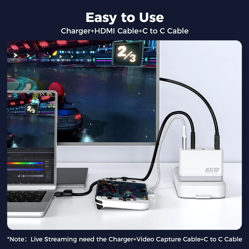 IINE 65W Charger Capture Card Video Adapter (White) (L948) - Image 5
