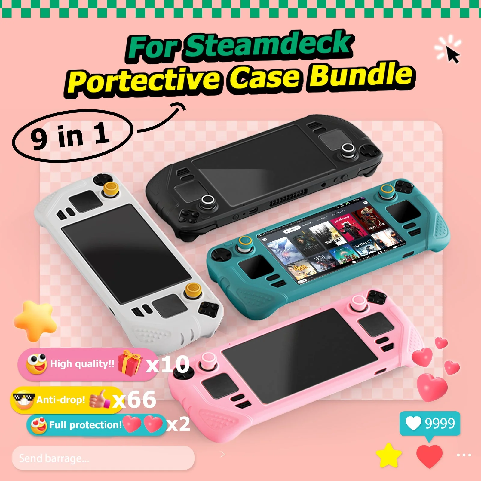 IINE 9 In 1 Accessories Bundle For Steam Deck (Pink) (L757) - Image 4