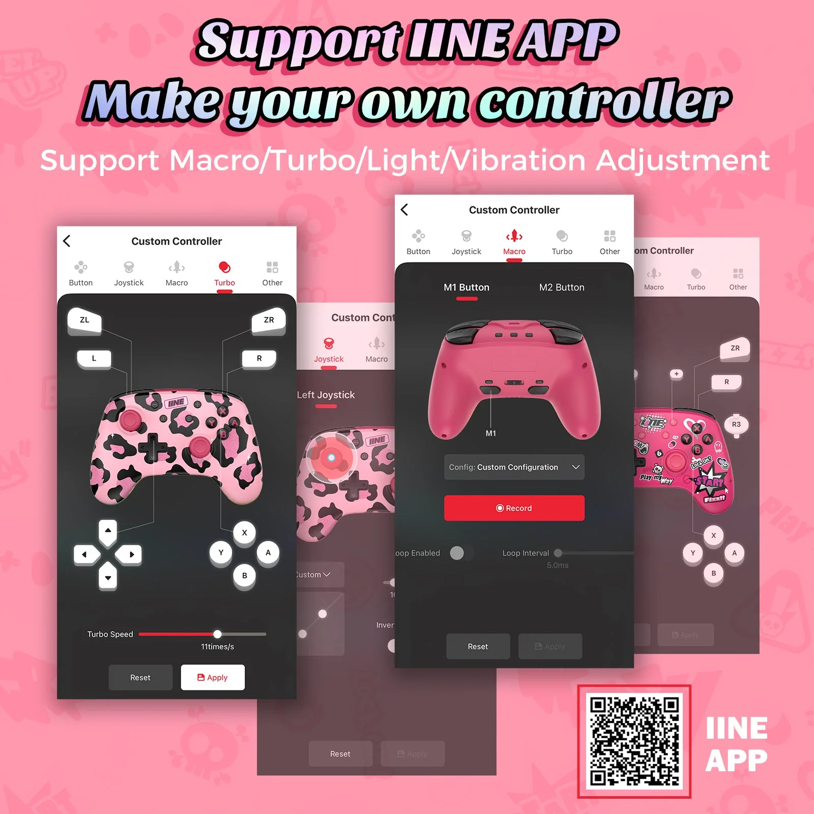IINE Artemis Leopard Sparkle Wireless Controller with Charging Dock for Nintendo Switch (Pink) (L1021) - Image 7