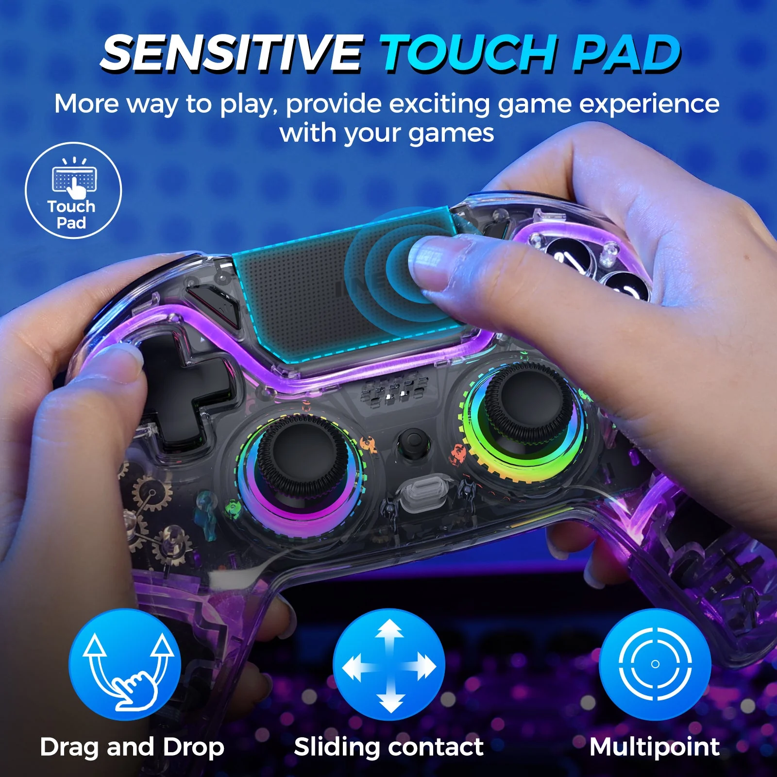 IINE Bastet Wireless Controller for PS4 / PC (Transparent) (L977) - Image 2