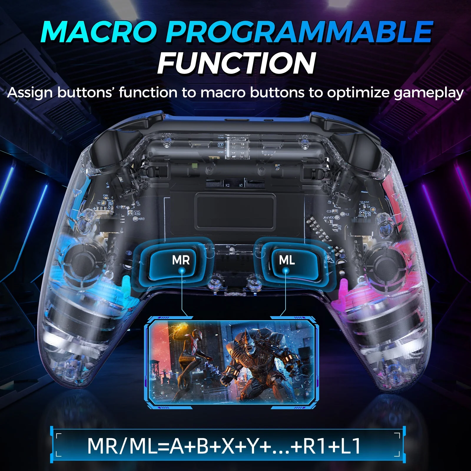 IINE Bastet Wireless Controller for PS4 / PC (Transparent) (L977) - Image 3