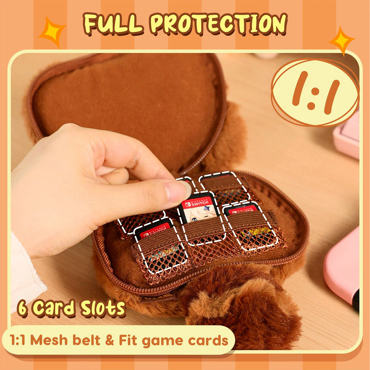 IINE Brown Bear Game Card Plush Storage Case for Switch (L973) - Image 7