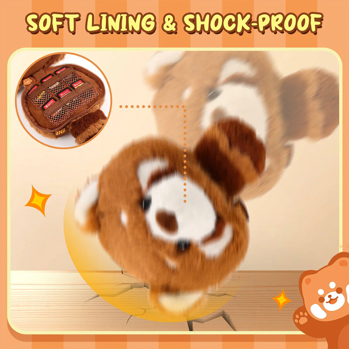 IINE Brown Bear Game Card Plush Storage Case for Switch (L973) - Image 8