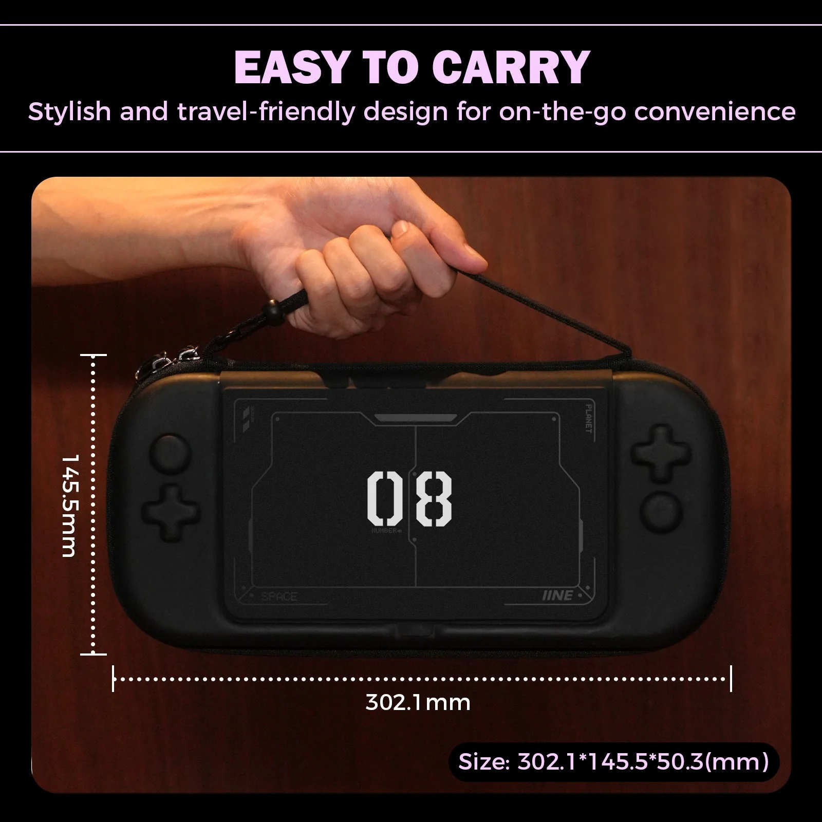 IINE Carrying Case for Nintendo Switch 2 (Pastel Black, Pastel Pink) - Image 10