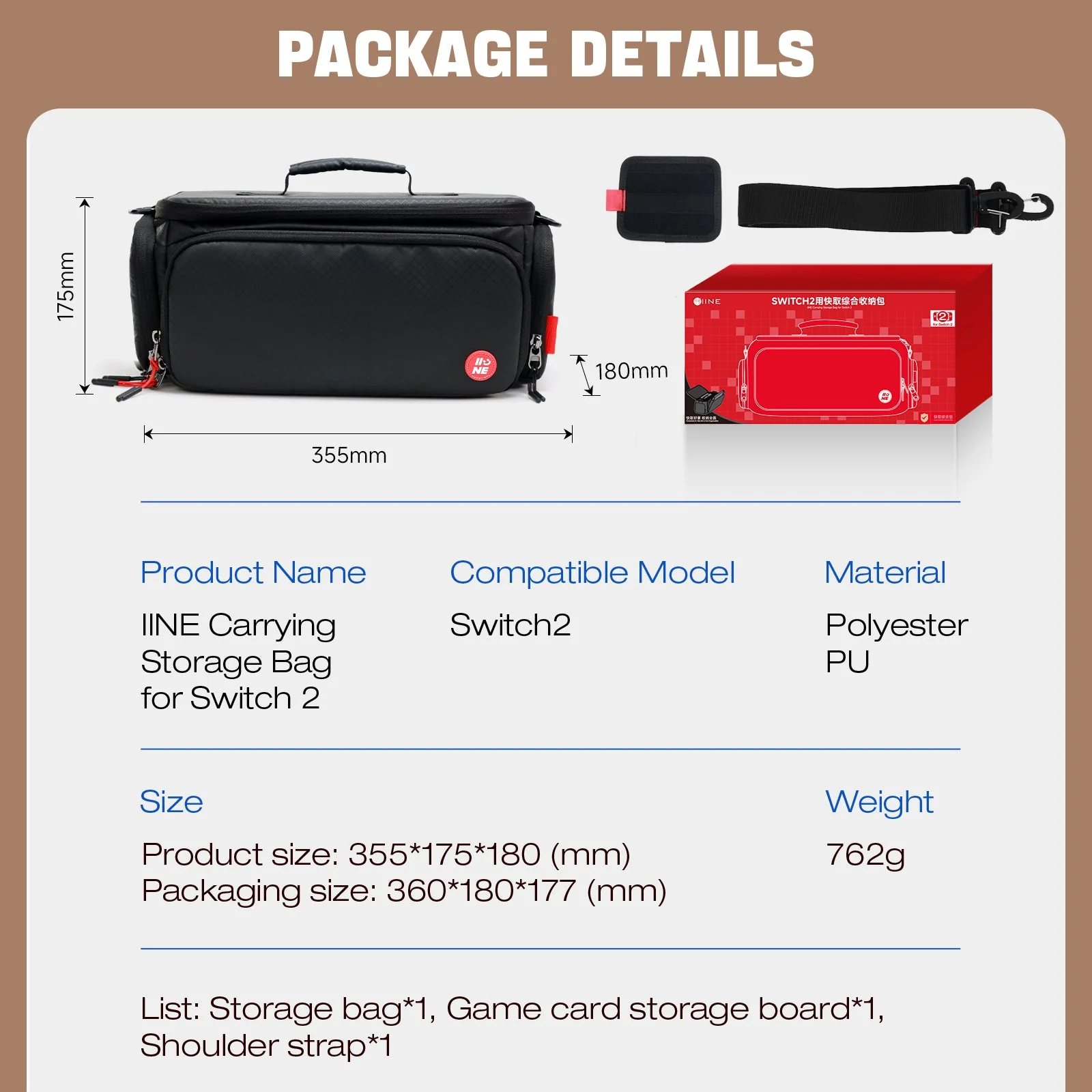 IINE Carrying Storage Bag for Nintendo Switch 2 (Black) (L1122) - Image 11