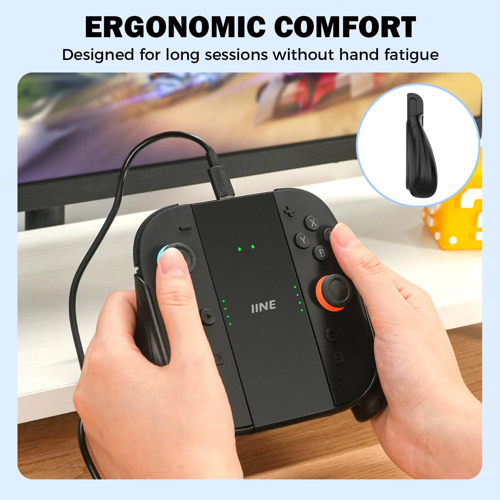 IINE Charging Grip with Remappable Buttons for Nintendo Switch 2 (Black) (L1219) - Image 5