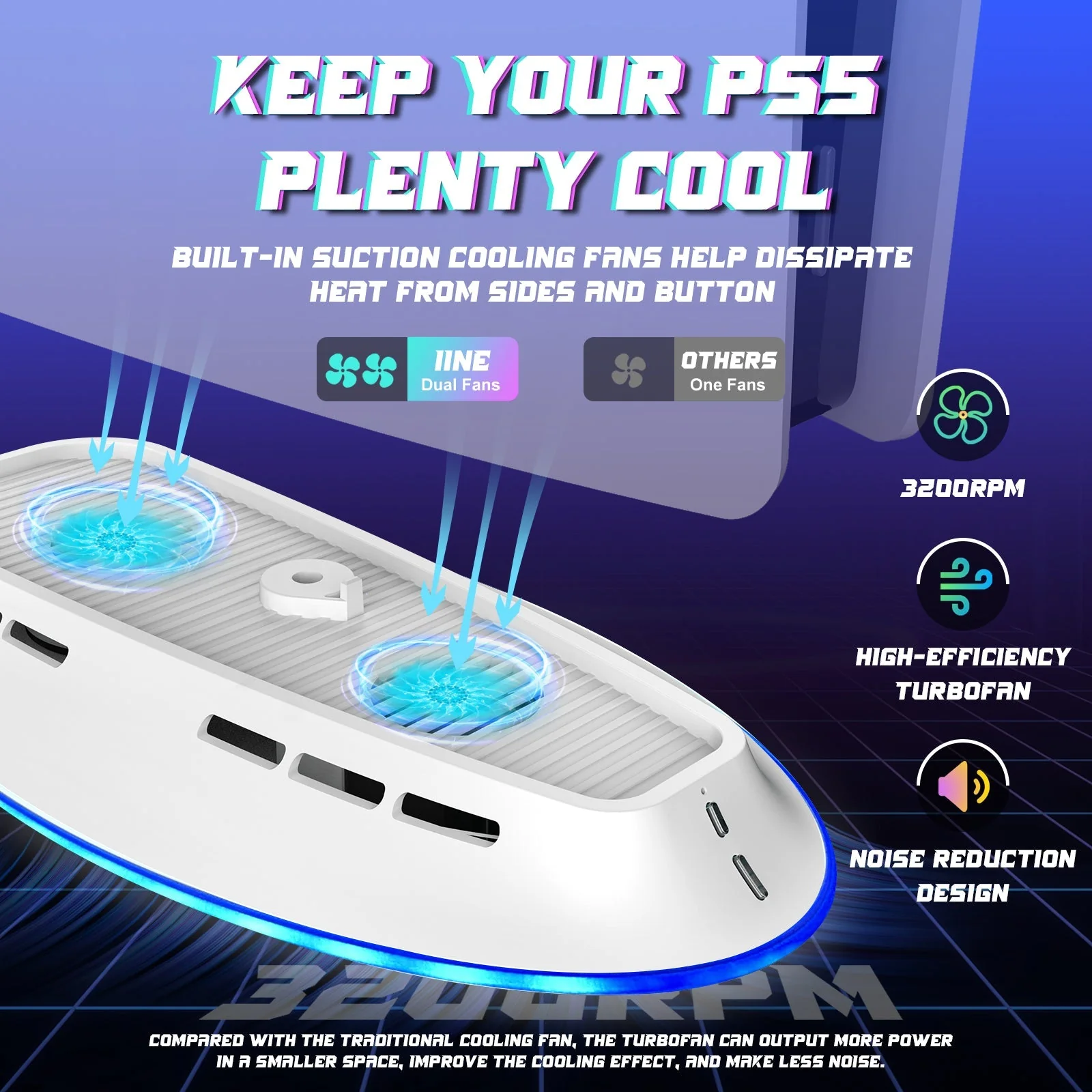 IINE Cooling Fan Light Dock Set For PS5 (L734) - Image 6