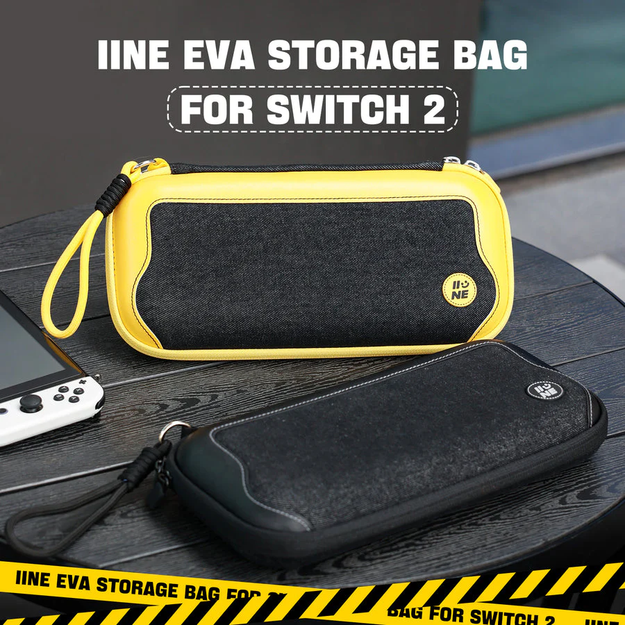 IINE EVA Carrying Storage Bag for Nintendo Switch 2 (Black, Yellow/Back) - Image 5