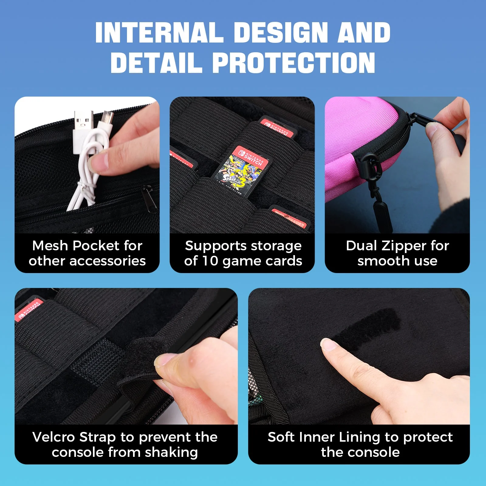 IINE Eva Storage Bag for Nintendo Switch 2 (Black, Gradient Blue, Gradient Purple) - Image 10