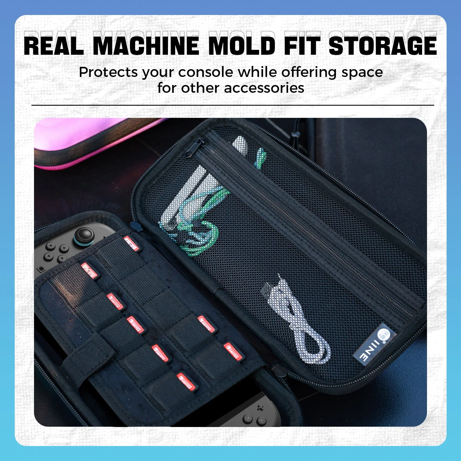 IINE Eva Storage Bag for Nintendo Switch 2 (Black, Gradient Blue, Gradient Purple) - Image 11