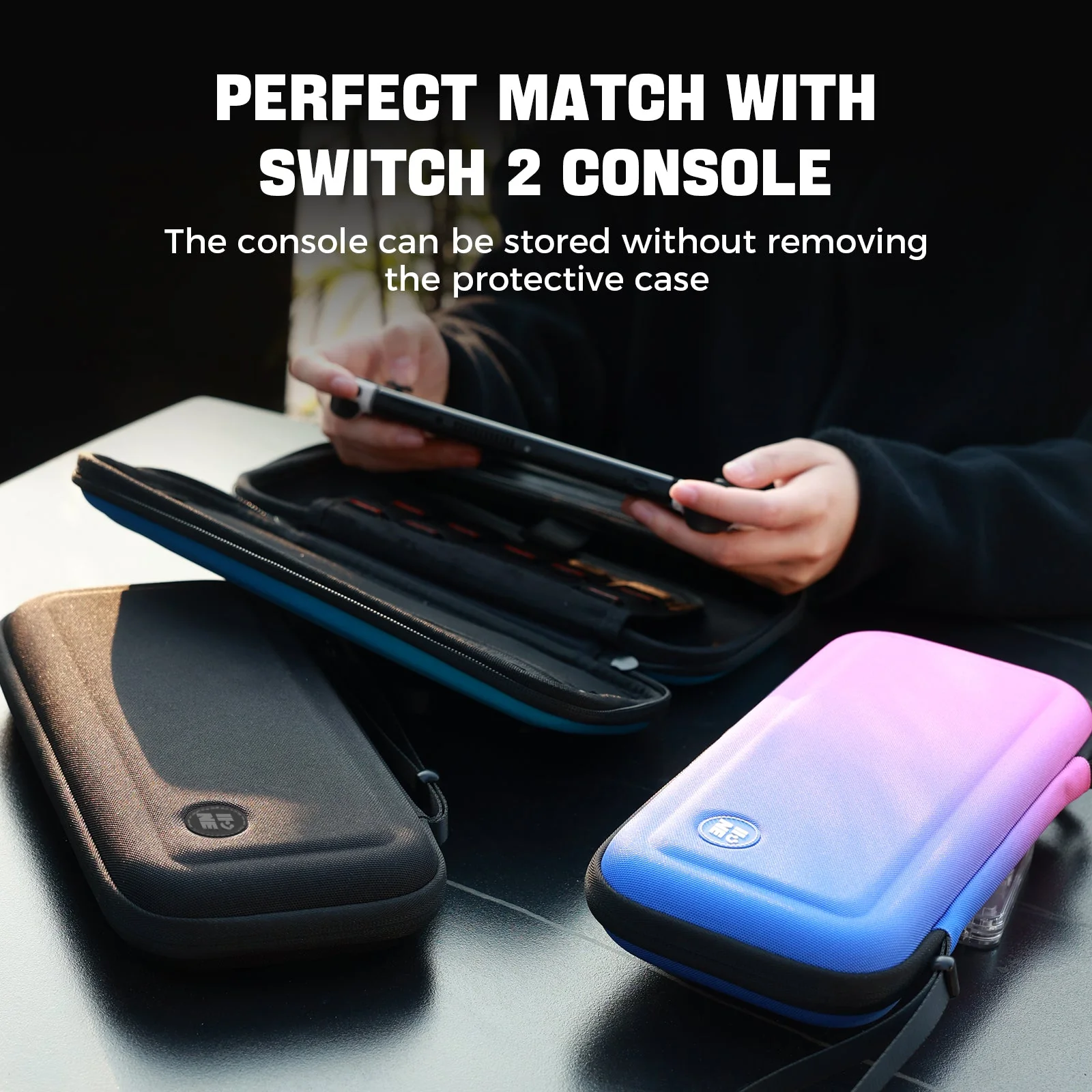 IINE Eva Storage Bag for Nintendo Switch 2 (Black, Gradient Blue, Gradient Purple) - Image 6